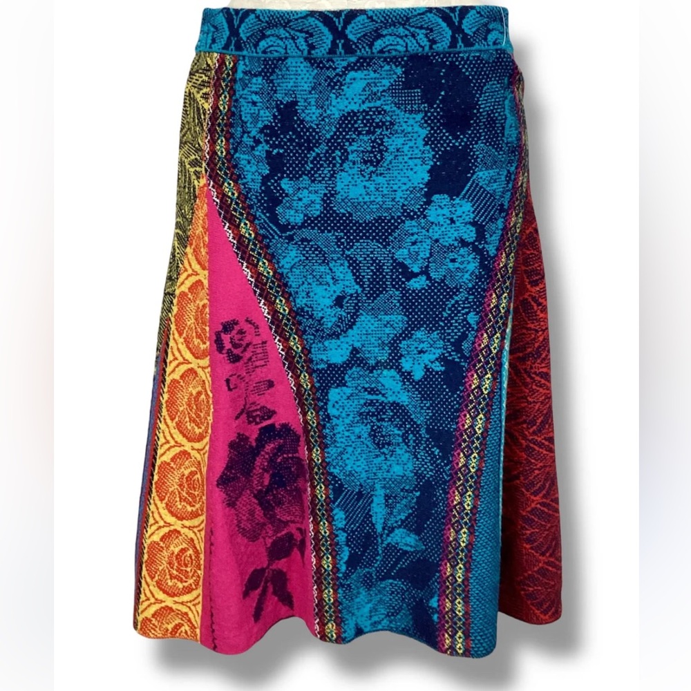IVKO bohemian Multicolor Floral A-Line wool sweater Skirt